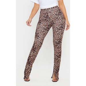 PLT Split Hem Leopard Cigarette Pants